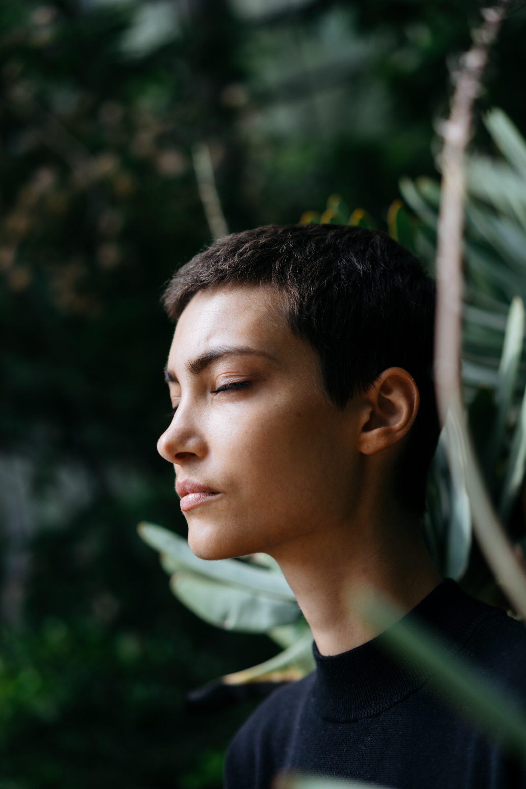 relaxed woman breathing